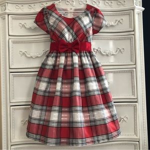 Bonnie Jean Red Silver Plaid Holiday Dress size 6x party Christmas photos Macys